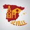 spain map with seville cathedral. Vector illustration decorative design