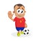 Spain mascot and background goodbye pose