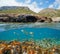Spain Mediterranean coast cave and fish underwater