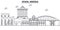 Spain, Merida architecture line skyline illustration. Linear vector cityscape with famous landmarks, city sights, design