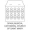 Spain, Murcia, Cathedral Church Of Saint Mary travel landmark vector illustration