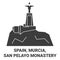 Spain, Murcia, San Pelayo Monastery travel landmark vector illustration