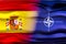 Spain and NATO flags - 3D illustration