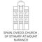 Spain, Oviedo, Church Of St Mary At Mount Naranco travel landmark vector illustration