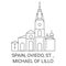 Spain, Oviedo, St. Michael Of Lillo travel landmark vector illustration