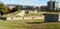 Spain, Pamplona, La Vuelta del Castillo, Citadel of Pamplona, view from the bastion to the courtyard