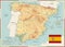 Spain Physical Map Old Colors