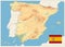 Spain Physical Map Retro Colors. No text