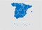 spain Provinces map - High detailed blue map with counties/regions/states of spain Provinces. spain Provinces map isolated on