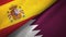 Spain and Qatar two flags textile cloth, fabric texture
