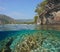 Spain rocky coast over under water Mediterranean