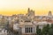 Spain\\\'s metropolis at sunset, showing the Madrid skyline