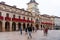 Spain; Sep 20: Local people walking in the city wearing face masks. Pedestrians passing by the city hall downtown. Saint Matthew