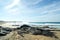 Spain, the Spanish island of Fuerteventura.  Waves at Piedra beach, El Cotillo.