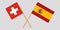 Spain and Switzerland. The Spanish and Swiss flags. Official proportion. Correct colors. Vector