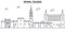 Spain, Toledo architecture line skyline illustration. Linear vector cityscape with famous landmarks, city sights, design