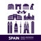 Spain travel destination grand vector illustration.