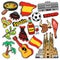 Spain Travel Scrapbook Stickers, Patches, Badges for Prints with Jamon, Sangria and Spanish Elements