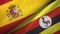 Spain and Uganda two flags textile cloth, fabric texture