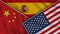 Spain United States of America China Flags Together Fabric Texture Effect Illustrations