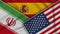 Spain United States of America Iran Flags Together Fabric Texture Illustration