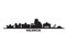 Spain, Valencia city skyline isolated vector illustration. Spain, Valencia travel black cityscape