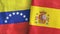 Spain and Venezuela two flags textile cloth 3D rendering