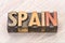 Spain word in vintage wood type