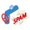 Spam attack icon isometric vector. Closed white mail envelope and part pipe icon