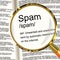 Spam Definition Magnifier Showing Unwanted And Malicious Email