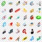 Spam letter icons set, isometric style