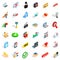Spam letter icons set, isometric style