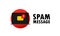 Spam message. Email warning concept. Alert message laptop notification. Danger error alerts, laptop virus problem or insecure