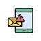 Spam smartphone message icon. Simple color with outline vector elements of hacks icons for ui and ux, website or mobile