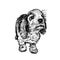 Spaniel dog. Cute puppy. Black and white hand drawing