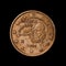 Spanish 20 euro cent coin isolated on a black background