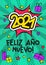 Spanish 2021 Happy New year pop art banner