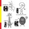 Spanish alphabet. Ant, question, giraffe, kiwi. Vector letters and characters.