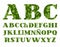 Spanish alphabet, berries and herbs, green, vector.