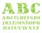 Spanish alphabet, flowers and berries, green, vector.