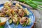 Spanish appetizers with grilled pork