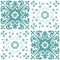 Spanish Azulejo style vector illustration, square symmetrical tiles