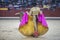 The Spanish Bullfighter Sebastian Castella during a rainy afternoon bullfighting with the crutch in the Bullring of Jaen, Spain