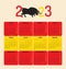 Spanish calendar for 2023. Bull body