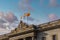 Spanish and Catalonia Flags on Stone Crest