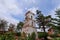 The Spanish colonial style bell tower of the village of Toconao, San Pedro de Atacama, Chile