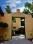 Spanish courtyard and village entrance. Warm and welcoming Canary Islands. Amazing sky