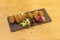 Spanish croquettes stuffed with seasonal mushrooms and green lettuce shoots as garnish