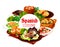 Spanish cuisine food of seafood, meat, vegetables