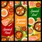 Spanish cuisine seafood and meat meal banners